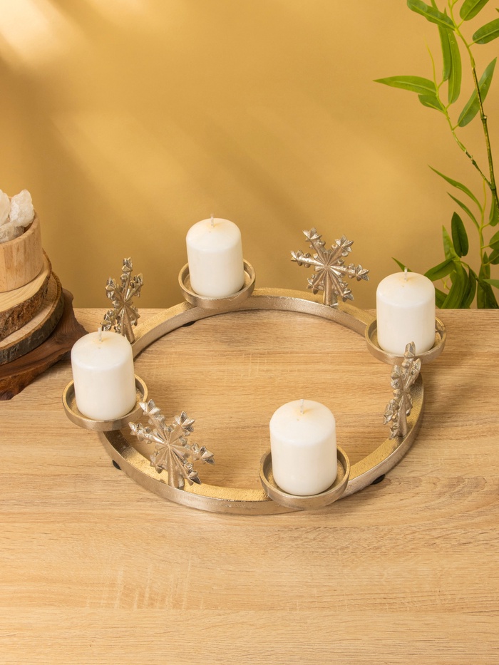 Подсвечник «Рождественский венок со снежинками», 32.5×32.5×11 см, алюминий - Фото 1