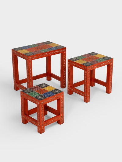 Табурет, 3 шт., 35×24.6×37 см, 48×30×45 см, 60×35×52 см, дерево