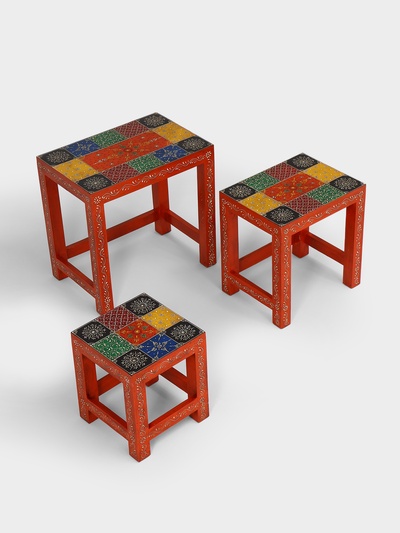 Табурет, 3 шт., 35×24.6×37 см, 48×30×45 см, 60×35×52 см, дерево