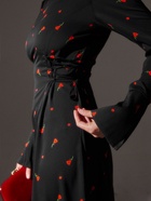 Платье с завязками на талии миди женское MINAKU Flower, размер 46, чёрное, красное - Фото 3