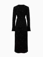 Платье с завязками на талии миди женское MINAKU Flower, размер 48, чёрное, красное - фото 59403238