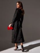 Платье с завязками на талии миди женское MINAKU Flower, размер 48, чёрное, красное - Фото 6