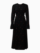 Платье с завязками на талии миди женское MINAKU Flower, размер 48, чёрное, красное - Фото 7