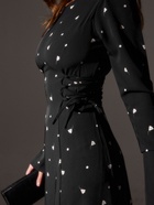 Платье с завязками на талии миди женское MINAKU Flower, размер 42, чёрное, белое - Фото 3