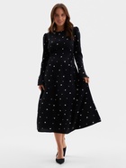 Платье с завязками на талии миди женское MINAKU Flower, размер 42, чёрное, белое - Фото 4