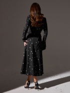 Платье с завязками на талии миди женское MINAKU Flower, размер 42, чёрное, белое - Фото 6