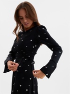 Платье с завязками на талии миди женское MINAKU Flower, размер 48, чёрное, белое - Фото 5