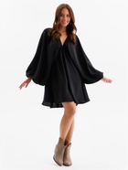 Платье мини женское с глубоким вырезом MINAKU, размер 46, чёрное - Фото 1