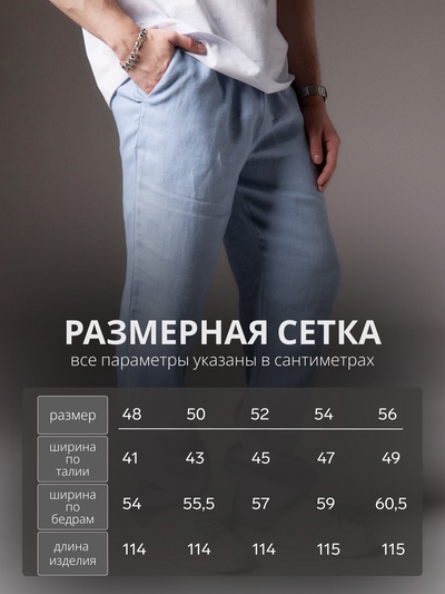 Брюки мужские MIST, размер 54, голубые