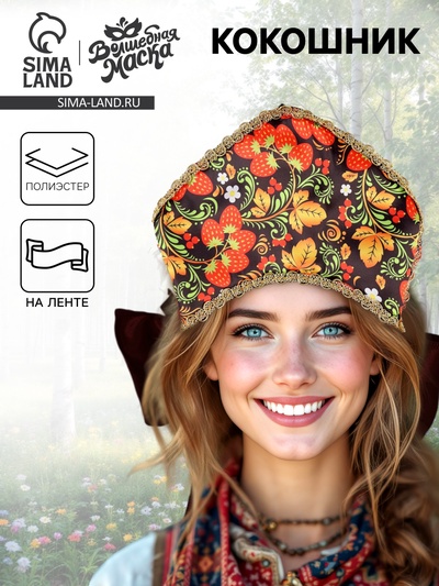 Кокошник карнавальный «Русские узоры», черный