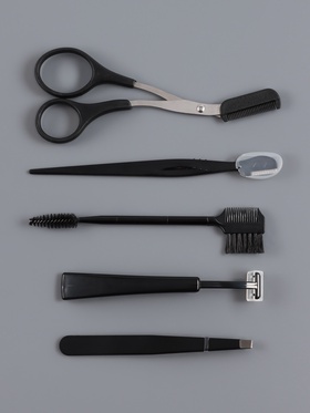Набор для коррекции бровей, 5 шт.: пинцет, ножницы, 2 бритвы, щётка-расчёска