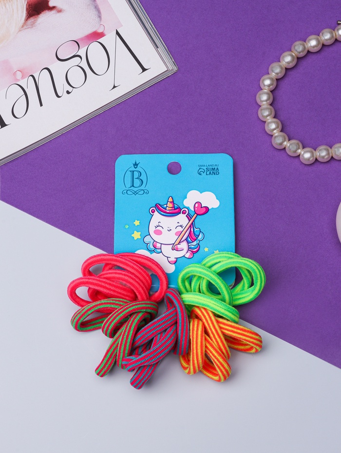 Резинки для волос Выбражулька «Единорожек», набор 20 шт., волшебство, 2.5 см, МИКС