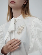 Брошь «Цветок» с жемчугом, белая в золоте - Фото 4