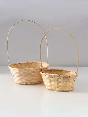 УЦЕНКА Набор корзин плетёных, бамбук, 22×18×10/34, 24×19×10/36, 27×21×10/38 см, натуральный