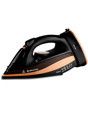 Утюг паровой BRAYER 4010BR, 2400 Вт, керамичекая подошва, 320 мл, беспроводной, коричневый 10893561