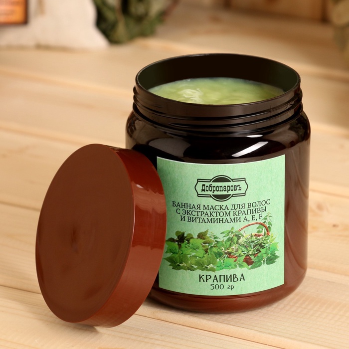 УЦЕНКА Банная маска для волос натуральная "Крапива" с витамином А,Е,F, 500 г - Фото 1