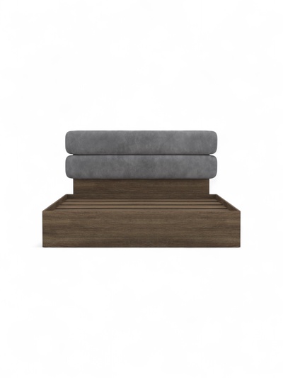 Кровать двуспальная «Палау», с мягким изголовьем, спальное место 1600×2000 мм, цвет серый селенит/табак