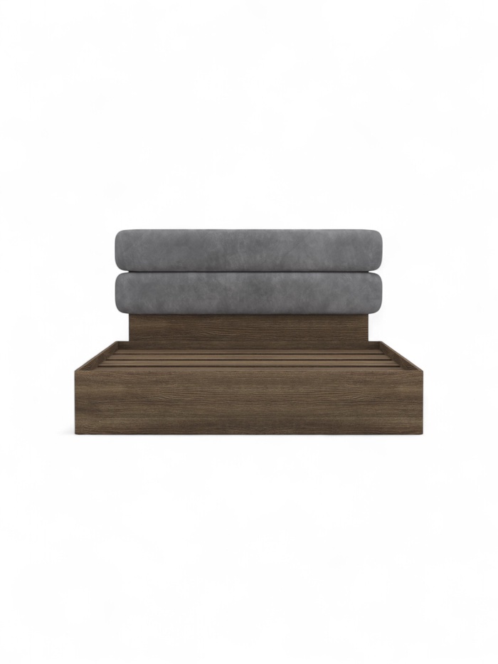 Кровать двуспальная «Палау», с мягким изголовьем, спальное место 1600×2000 мм, цвет серый селенит/табак - Фото 1