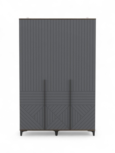 Шкаф прямой трёхстворчатый «Палау», 1352×500×2100 мм, табак, грей софт МДФ