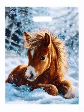 Пакет подарочный, новогодний «Ветерок», полиэтиленовый с вырубной ручкой, л 40?31 см, 60 мкм (комплект 50 шт)