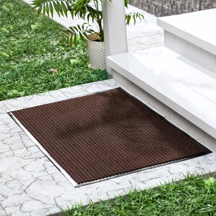 УЦЕНКА Коврик влаговпитывающий ребристый «Стандарт», 40×60 см, коричневый, чёрный - Фото 1