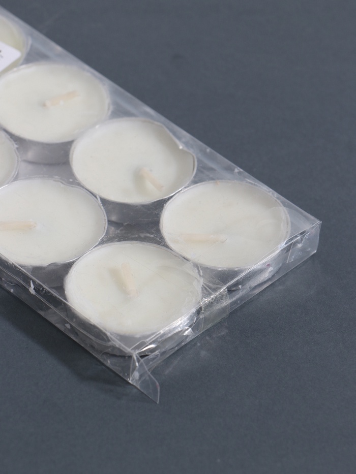 УЦЕНКА Набор свечей чайных, 10 шт., 6 г, бело-зелёный - Фото 1