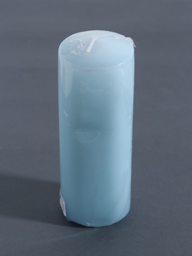УЦЕНКА Свеча - цилиндр, 5х15 см, голубая лакированная, 14 ч