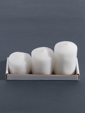 УЦЕНКА Набор свечей - цилиндров 3в1 (6х9,5 см, 6х8 см, 6х6,5 см), белый