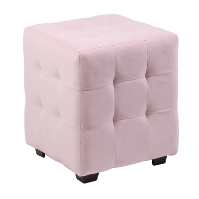 Пуф в прихожую «Стенли», 400×400×450 мм, велюр, цвет розовый