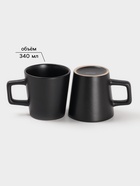 Набор посуды Доляна «Гранит», 24 предмета: тарелки 12 шт. d=20/26 см, кружки 6 шт. 340 мл, салатники 6 шт. 800 мл, керамика, чёрный - Фото 5