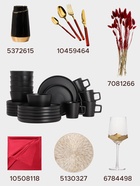 Набор посуды Доляна «Гранит», 24 предмета: тарелки 12 шт. d=20/26 см, кружки 6 шт. 340 мл, салатники 6 шт. 800 мл, керамика, чёрный - Фото 6