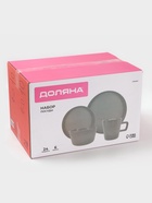 Набор посуды Доляна «Гранит», 24 предмета: тарелки 12 шт. d=20/26 см, кружки 6 шт. 340 мл, салатники 6 шт. 800 мл, керамика, серый - Фото 7