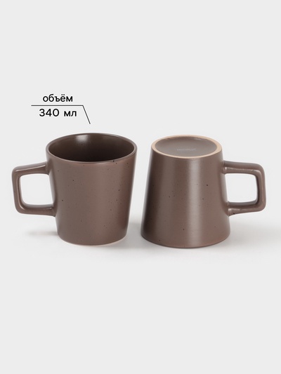 Набор посуды Доляна «Гранит», 24 предмета: тарелки 12 шт. d=20/26 см, кружки 6 шт. 340 мл, салатники 6 шт. 800 мл, керамика, коричневый