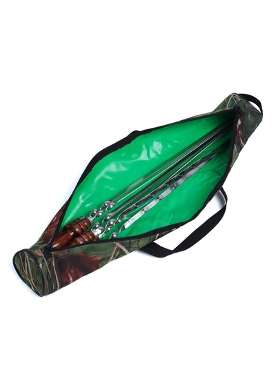 Набор шампуров в тубусе, 6 шт., деревянная ручка «Фигурная», 73(50)×1.2×0.25 см, цвет камуфляж