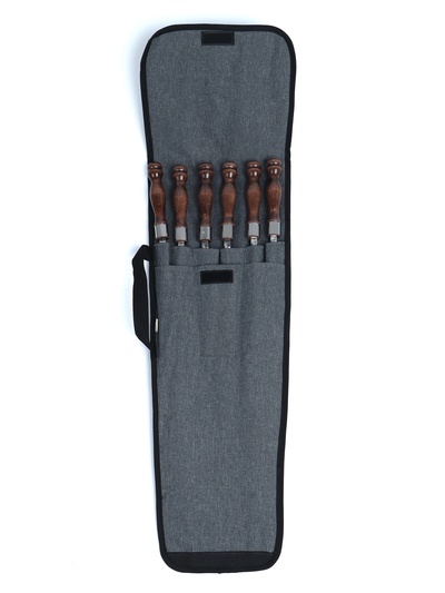 Набор шампуров в колчане, 6 шт., деревянная ручка «Кольцо», 73(50) × 1.2×0.3 см, серый