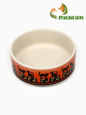 Миска керамическая "Ночные кошки" 200мл, 10,5 х 4 см, черная 10734775