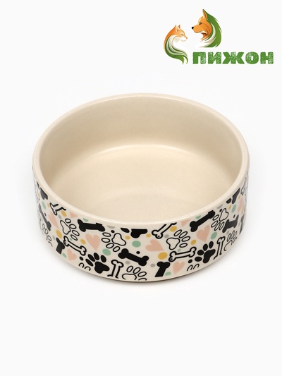 Миска «Собачья радость», 200 мл, 10.5×10.5×4 см, керамика, бежевая