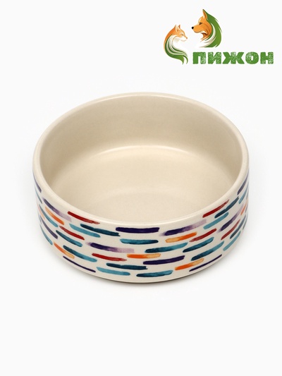 Миска «Акриловые полоски», 180 мл, 10.5×10.5×4 см, керамика, бежевая