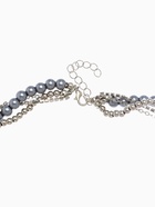 Колье «Акцент» сердце и крест, многослойное, серое в серебре 10872269