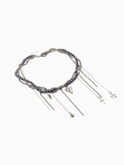 Колье «Акцент» сердце и крест, многослойное, серое в серебре 10872269