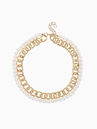 Колье «Цепь» с жемчугом, белое в золоте - Фото 1