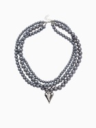 Колье «Акцент» сердце, под гематит, многослойное, серое в серебре - Фото 2