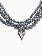 Колье «Акцент» сердце, под гематит, многослойное, серое в серебре - Фото 3