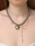 Колье «Акцент» сердце и звезда, под гематит, многослойное, серое в золоте - Фото 8