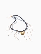 Колье «Акцент» сердце макси, многослойное, серое в золоте - Фото 6