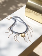 Колье «Акцент» сердце макси, многослойное, серое в золоте - Фото 8