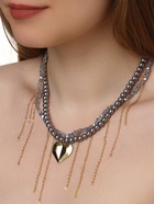 Колье «Акцент» сердце макси, многослойное, серое в золоте - Фото 2