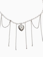 Колье «Акцент» сердце со стразами, многослойное, белое в серебре - фото 808998841