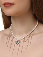 Колье «Акцент» сердце со стразами, многослойное, белое в серебре 10872276