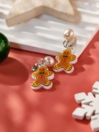 Клипсы детские Выбражулька «Пряничный человечек», жемчужина, коричнево-белая - Фото 2